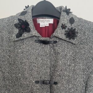 Kay Unger Gray Trench Coat with Black Accents